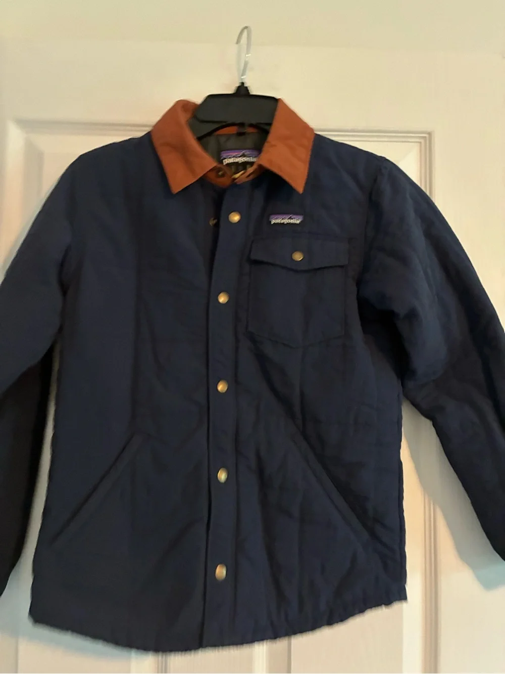 Patagonia Quilted Shacket Jacket Kids Boys Size 12 Navy Blue Coat